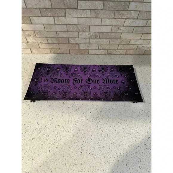 Disney Parks Haunted Mansion "ROOM FOR ONE MORE" Purple Glass Tray Platter - Picture 1 of 2